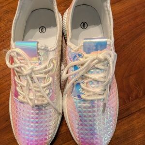 Holographic Lace-Up Sneakers